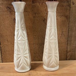 Pair of vintage milkglass bud vases